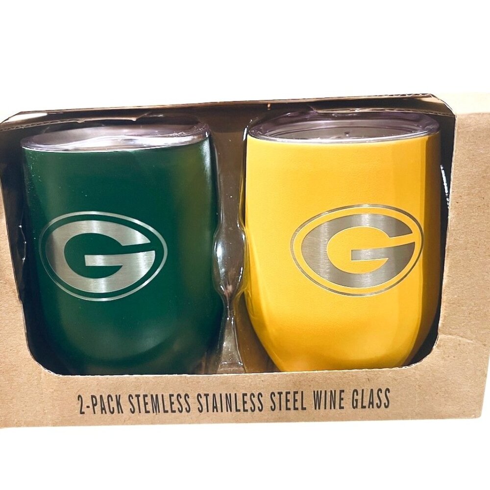 Green Bay Packers  2-Pk Stainless Steel  Wine Tumblers, The Memory Company, NFL